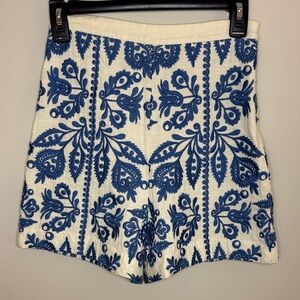 Zara High Waist Shorts with Blue Embroidery Purchased in Istanbul